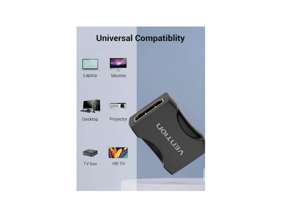 Vention Airbo HDMI Female to Female Coupler Adapter, HDMI 2.0 4K Connector – Pack of 2