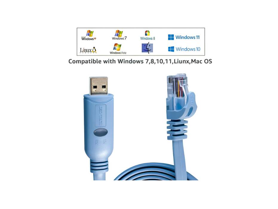 DSD TECH SH-RJ45P USB to Console Cable with PL2303GT chip for Routers Switches 1.8M/5.9FT