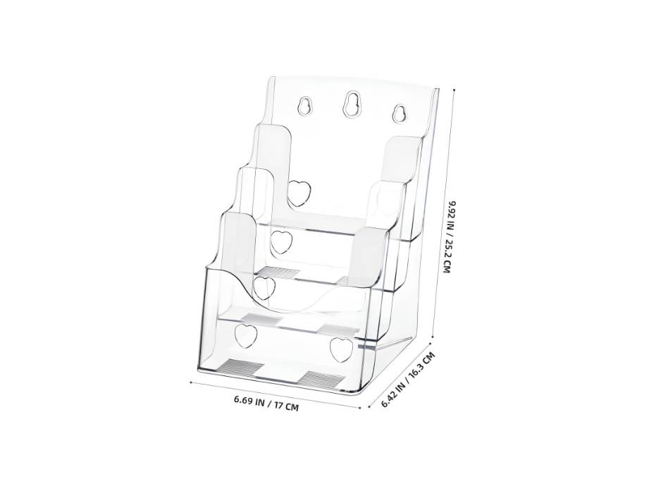 Acrylic Brochure Holder Table-Wall Mount 4 Tier A5 160x190mm