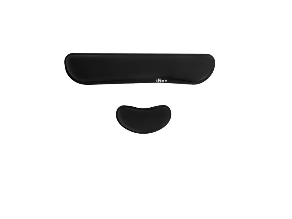 iFine Enlarged Memory Foam Set Keyboard & Mouse Wrist Rest Pad and Cushion Support (Black)