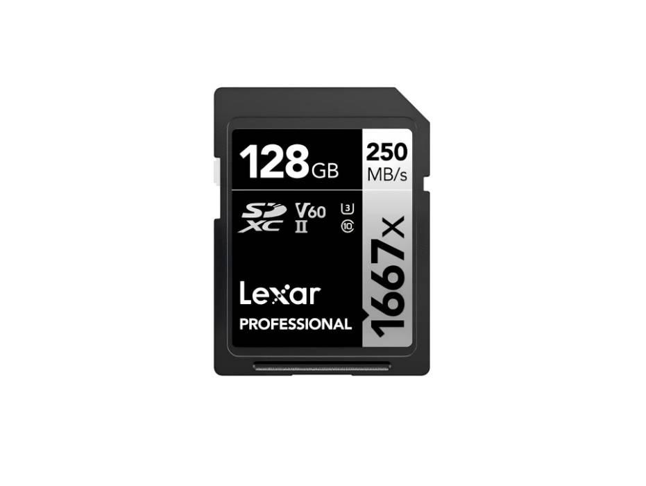 Lexar Professional 128GB 1667X SDXC UHS-II Cards, UP TO 250MB/S Read 120MB/S Write C10 V60 U3