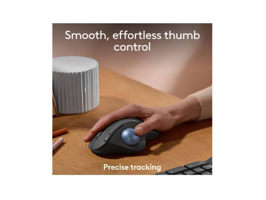 Logitech ERGO M575S Wireless Trackball Mouse, Wireless Ergonomic Mouse With Bluetooth and Encrypted Dongle, Comfortable Thumb Control, Precise and Smooth Tracking, for PC/Mac - Graphite