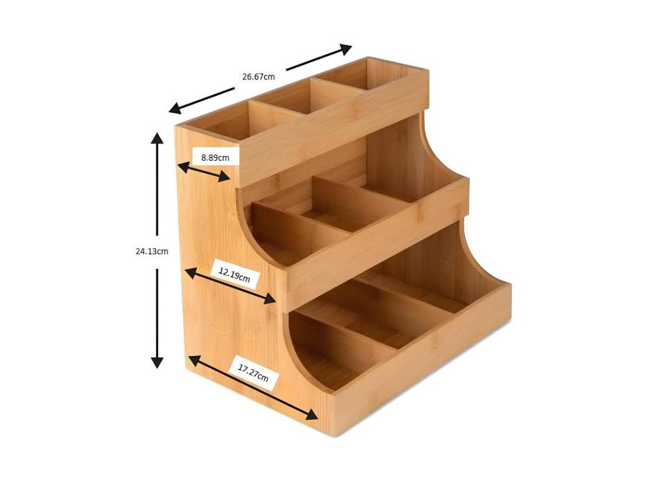 Wooden Tea Storage Chest with 3 Tier Tea Bag Holder