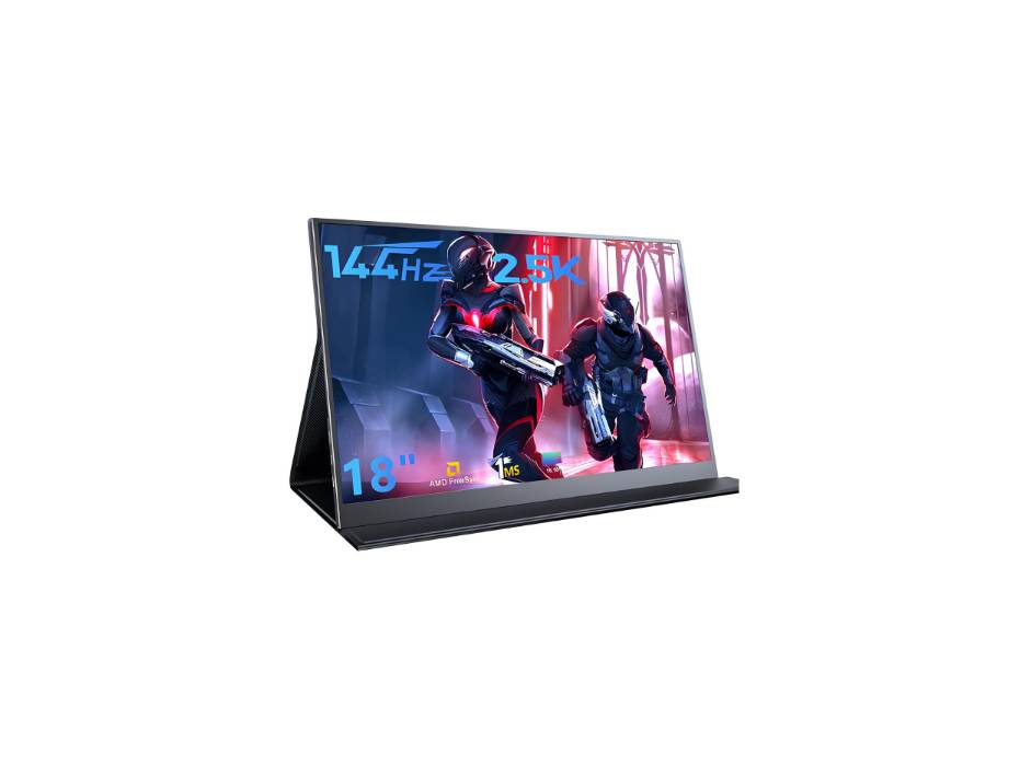 MagicRaven Portable Gaming Monitor, 18" 2.5K 144Hz Laptop Monitor, Dual USB C HDMI Second Computer Screen, VESA Gaming Display with Speakers