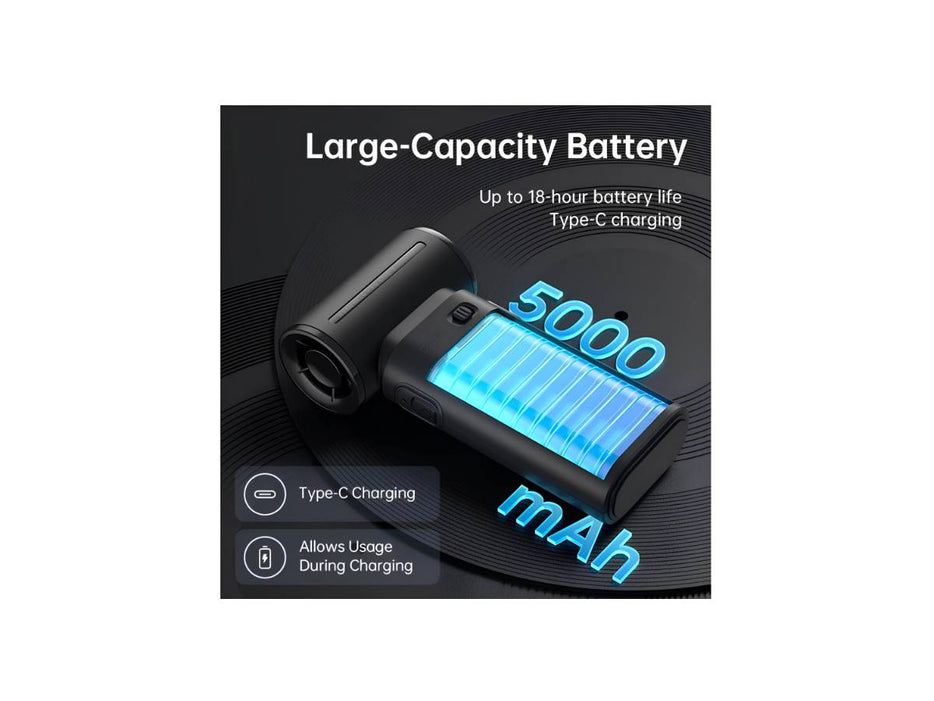 JISULIFE Portable Handheld Fan, Mini USB Rechargeable Fan [18H Max Cooling Time], 5000mAh Battery with 5 Speeds, Grey