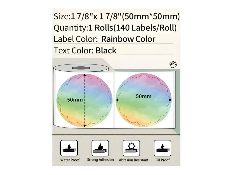 Phomemo Multi-Purpose Self-Adhesive Round Nebula Pattern Thermal Label for M110, (50x50 mm, 140 Labels/Roll
