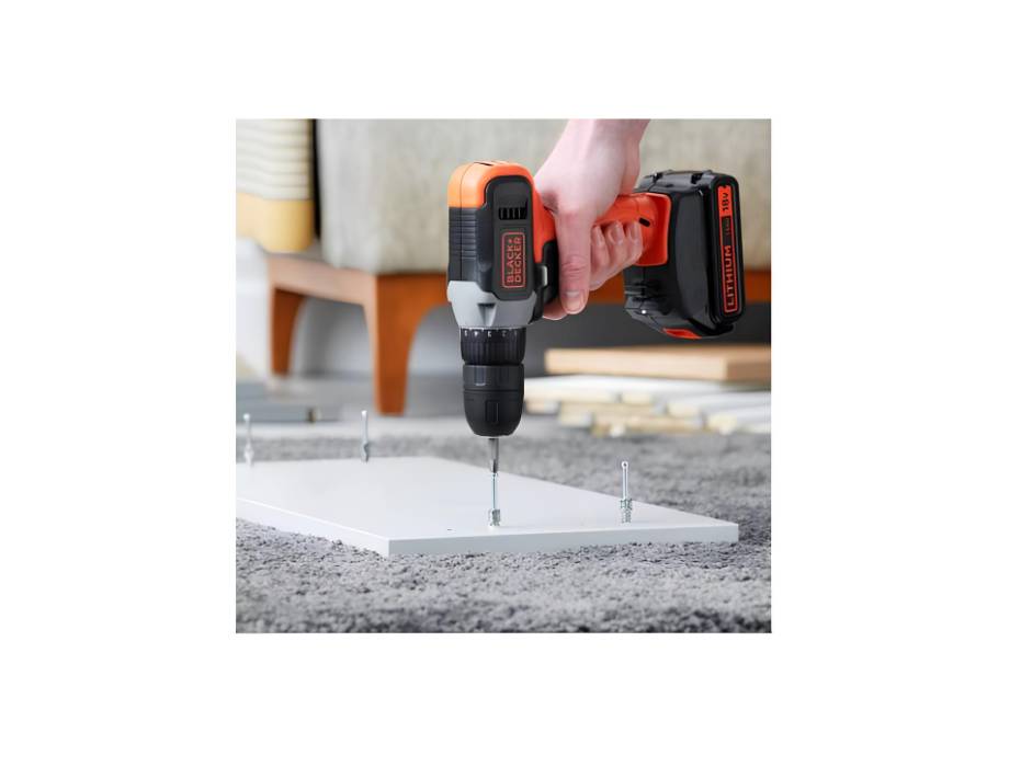 Black+Decker 18V 1.5Ah Li-Ion Cordless Drill Driver for Wood Drilling & Screwdriving/Fastening, Orange/Black
