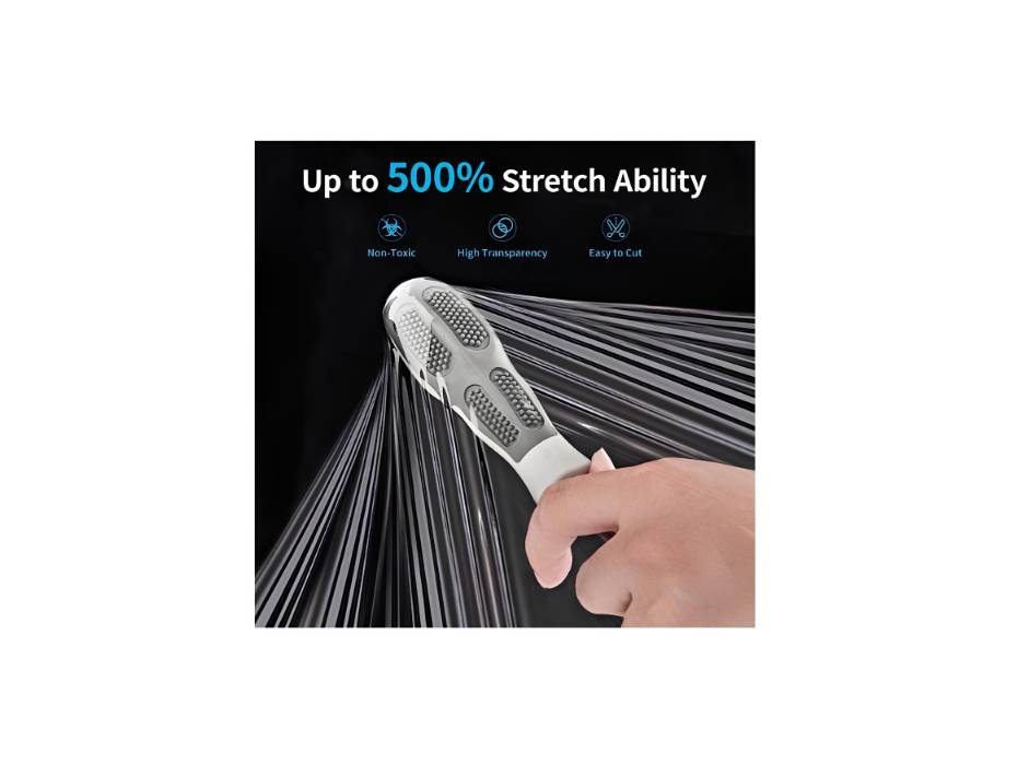 Lancuthek Hand Stretch Wrap with Two Handles, 15 in x 1000 ft Clear Shrink Wrap Roll