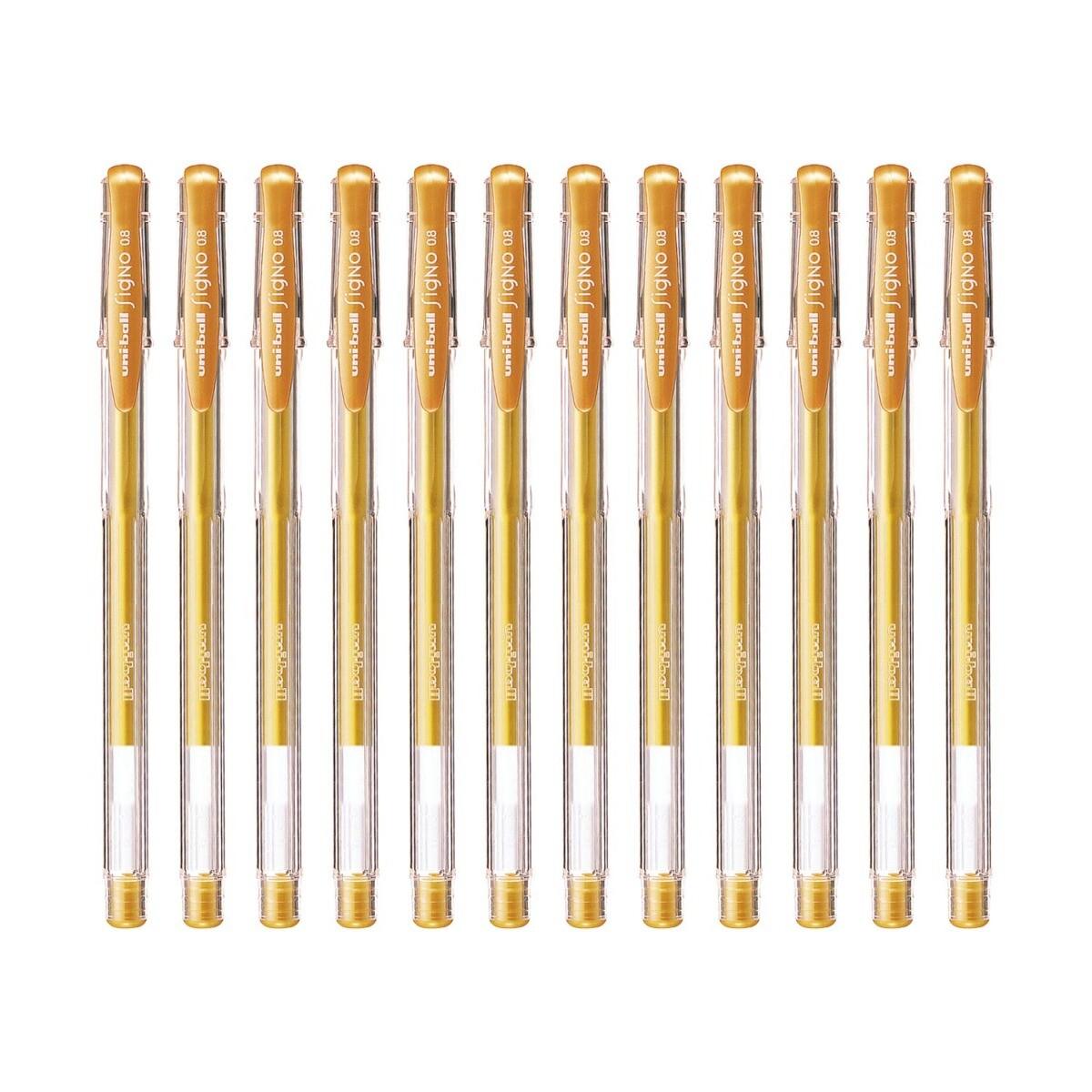 Uni-ball Signo Gel Ink Pen, Gold, 12pcs-box, MI-UM100-GD - Altimus