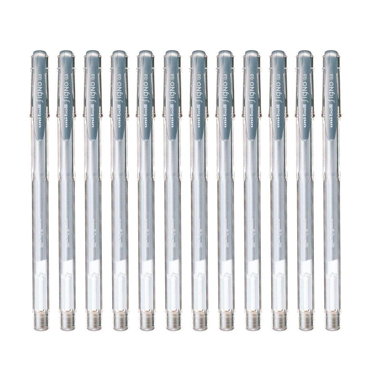 Uni-ball Signo Gel Ink Pen, Silver 12pcs-box, MI-UM100SR - Altimus