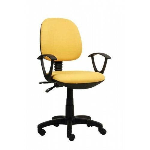 Secretary 685A Low Back Chair with Arms, Yellow Fabric Type - Altimus