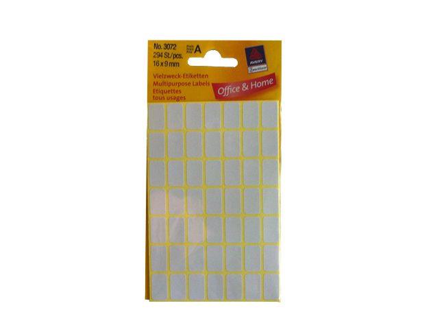 Avery Multipurpose Labels, Self-Adhesive, 16 x 9 mm, White, 294-pack