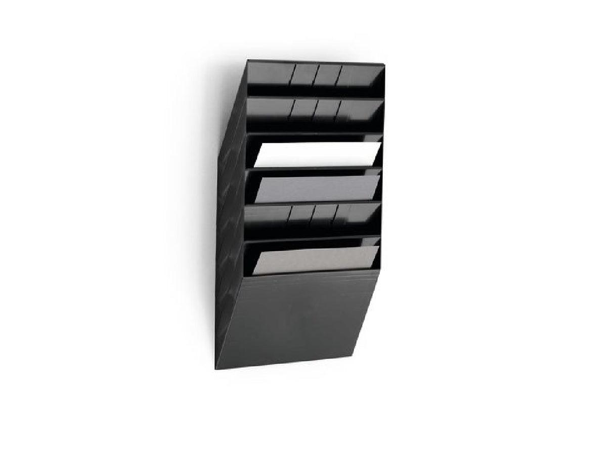 Durable FLEXIBOX 6 A4 Landscape, Wall Mounted Brochure Holder, 6 Tier, Black - Altimus