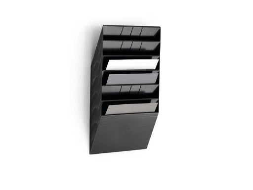 Durable FLEXIBOX 6 A4 Landscape, Wall Mounted Brochure Holder, 6 Tier, Black - Altimus