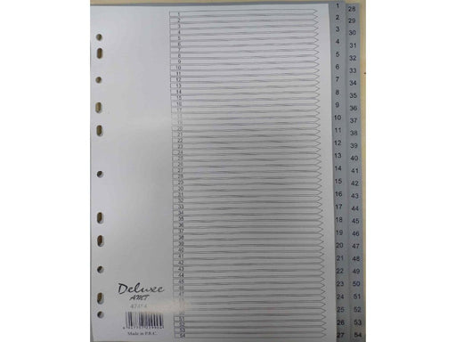 Deluxe Divider Plastic PVC Grey A4 with numbers 1-54 - Altimus