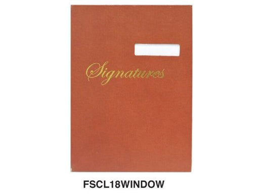 Executive Signature Book, PU Cover with Window, 18 Sheets, Brown (FSCL18WINDOW) - Altimus