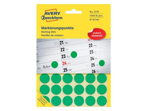 Avery Marking Labels Dots, 18 mm, Green, 1056 pcs/pack - Altimus
