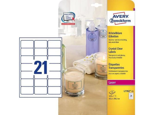 Avery® Crystal Clear Labels, 63.5 x 38.1 mm, (Pack of 25) 525 Labels - Altimus