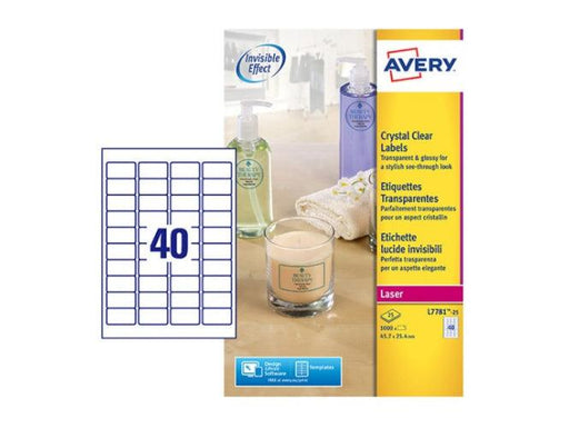 Avery® Crystal Clear Labels, 45.7 x 25.4 mm, [Pack of 25] 1000 Labels - Altimus