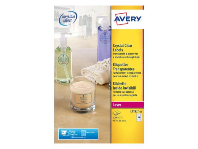 Avery® Crystal Clear Labels, 45.7 x 25.4 mm, [Pack of 25] 1000 Labels - Altimus