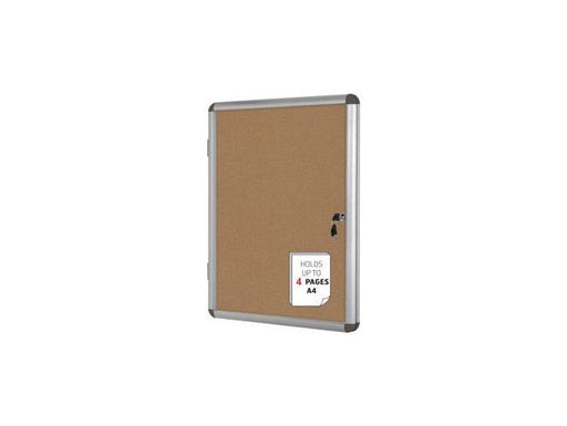 Lockable Cork Notice Board, 67cm x 50cm Indoor Cork with Door - Altimus