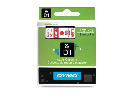 Dymo 45015, D1 Tape,12mm x 7m, Red on White - Altimus