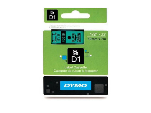 Dymo 45019, D1 Tape,12mm x 7m, Black on Green - Altimus