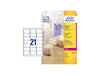Avery L7782-25 Crystal Clear Labels, 38.1 x 63.5 mm, 21 Labels Per Sheet - Altimus