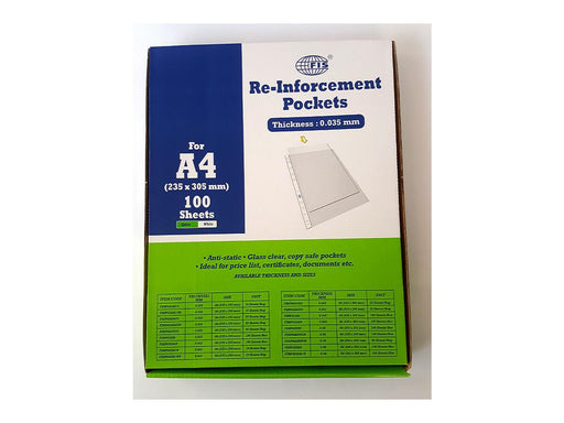 Re-inforcement Pocket A4, 60 Microns, 100/box - FSRP06MMGR - Altimus