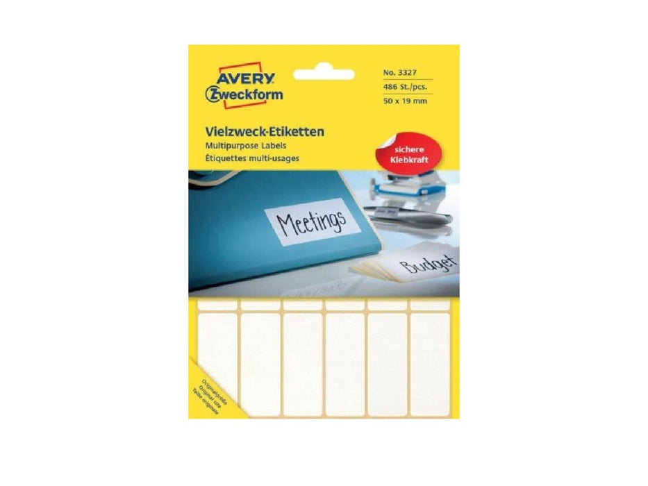 Avery 3327 Multipurpose Labels 50 x 19 mm White 486 Labels-Pack - Altimus
