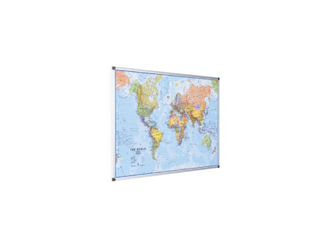 Bi-Office Magnetic World Map with Aluminium Frame, 90x120cm - Altimus