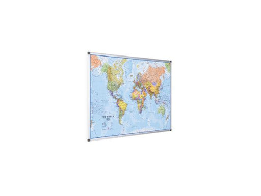 Bi-Office Magnetic World Map with Aluminium Frame, 90x120cm - Altimus
