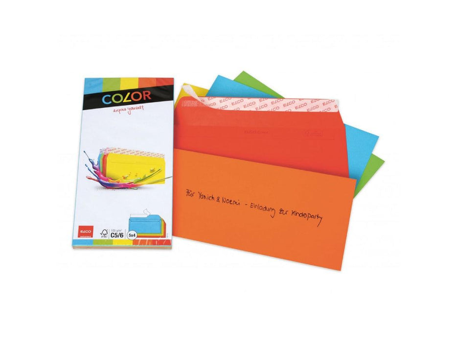 Elco C5/6 Envelope with Adhesive Closure, 100gsm, 20pcs/pack - Assorted Colour - Altimus