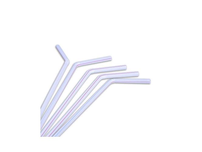 Fun Flexible Straw Ø5x230mm - White-Striped x 100pcs - Altimus