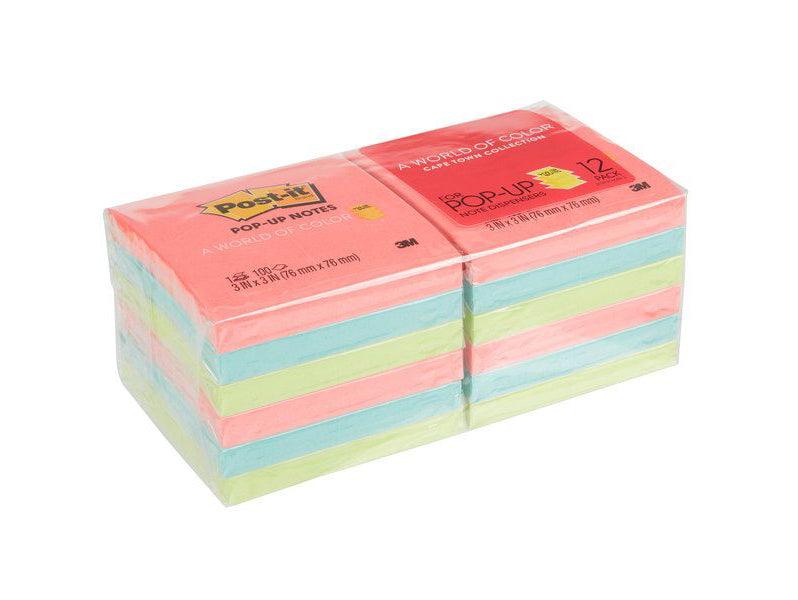 3M Post-it R-330-12AN Pop-up Notes Refill Neon Colors, 3 in x 3 in, 12 ...