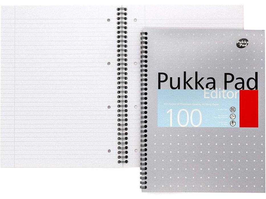Pukka Editor Mettalic Pad, 80gsm, Ruled, Wirebound, A4, 100 pages - Altimus