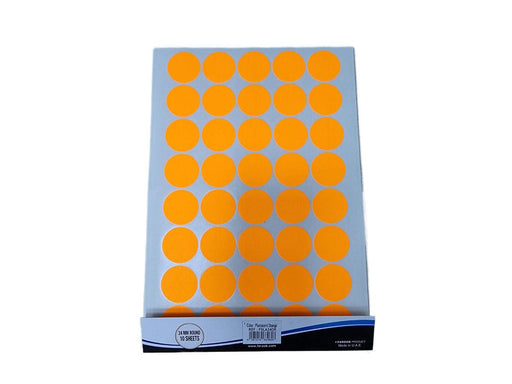 Colour Round Labels, 24mm, Fluorescent Orange, 400 labels-pack (FSLA24OR) - Altimus
