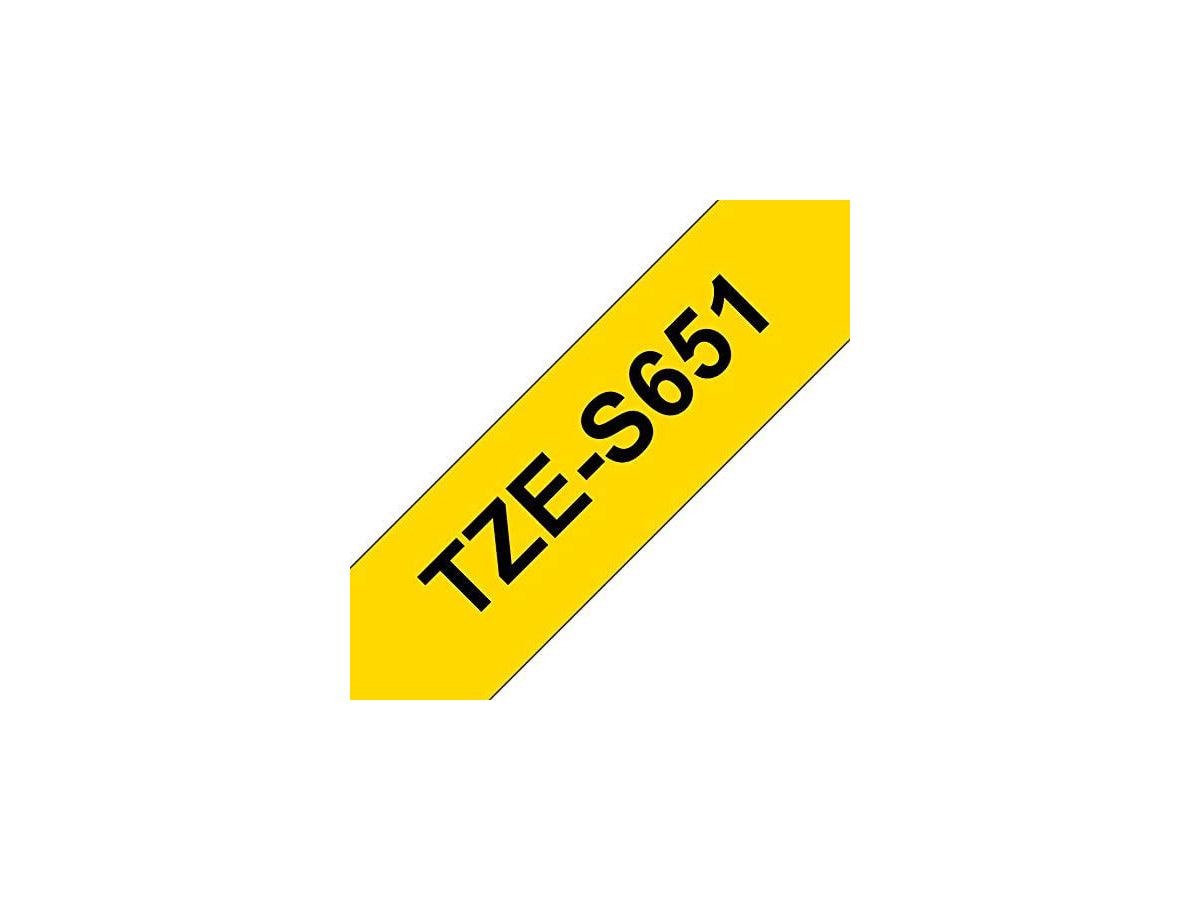 Brother P-touch 24mm TZ-S651 Strong Adhesive Tape, Black on Yellow - Altimus