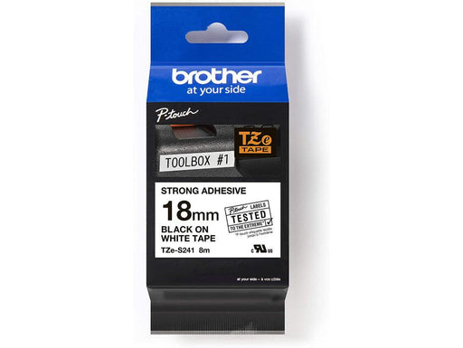 Brother P-touch 18mm TZ-S241 Strong Adhesive Tape, Black on White - Altimus
