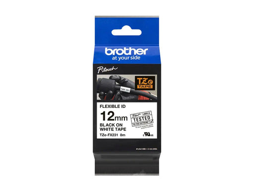 Brother P-Touch TZ-FX231 Laminated Flexible Tape Black on White 12mm x 8m - Altimus