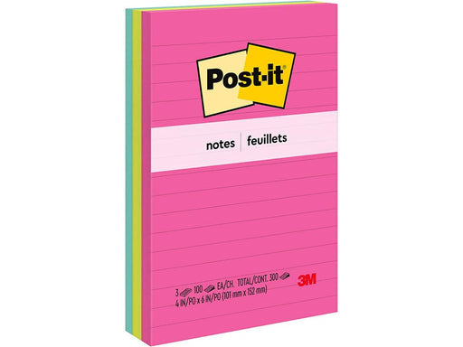 3M Post-It Notes, 4in X 6in, Lined, 3 Pads-Pack, 100sheets-pad [660-3AN] - Altimus