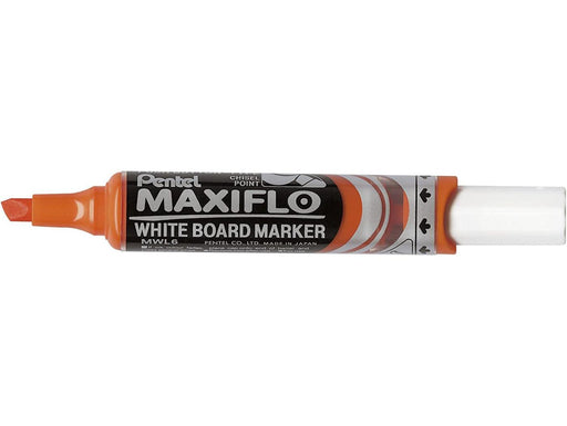 Pentel MWL6 Maxiflo Chisel Tip White Board Marker, Orange (Pack of 12) - Altimus