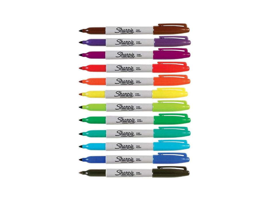 Sharpie Fine Point Permanent Marker - Assorted Colours, (Pack of 12) - Altimus