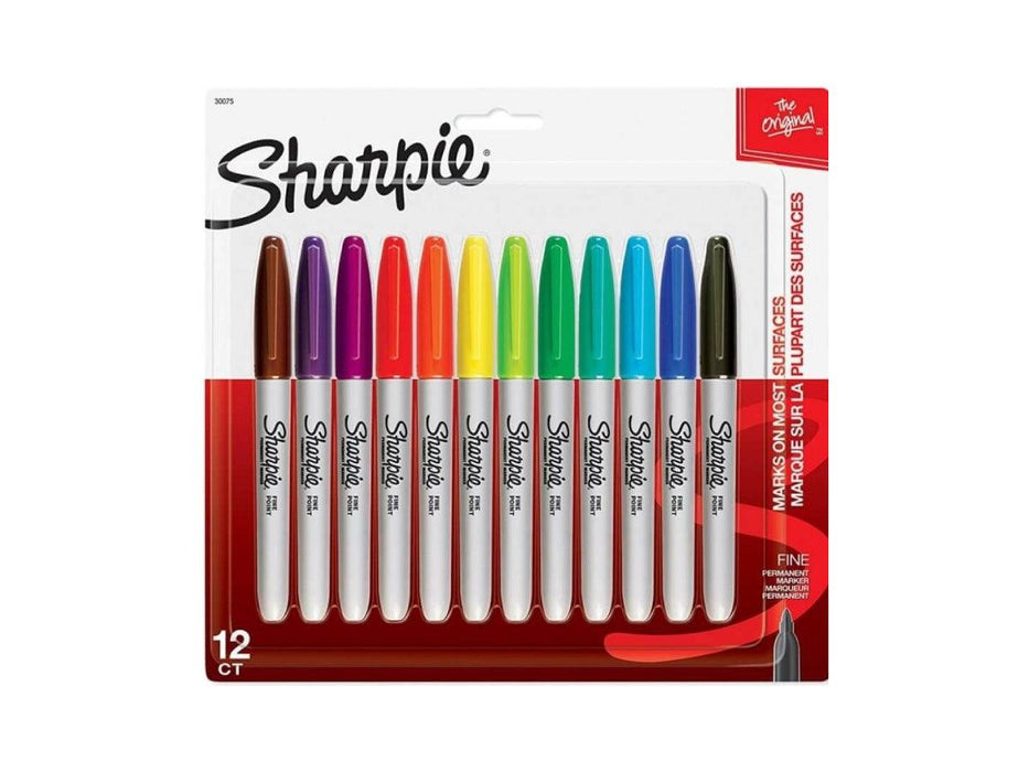 Sharpie Fine Point Permanent Marker - Assorted Colours, (Pack of 12) - Altimus