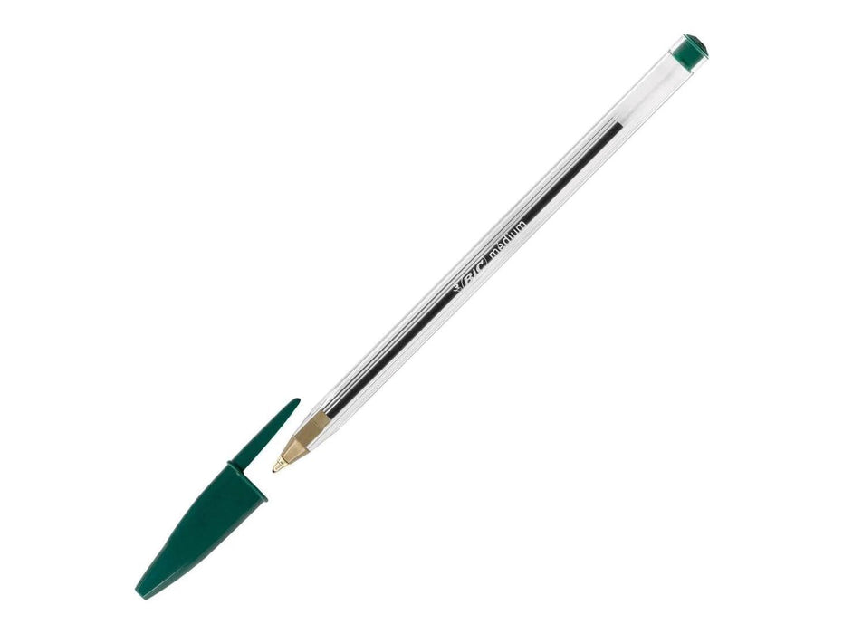 BIC Cristal Medium Ball Point Pen - 1.0mm, Green (Pack of 50) - Altimus