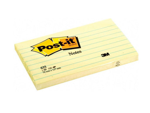 3M Post-It Notes Lined Canary Yellow 635 3inx5in - Altimus