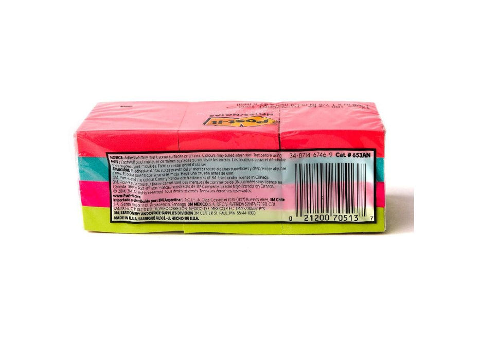 3M Post-It Neon Color 653AN 1.5inx2in 12pads-pack