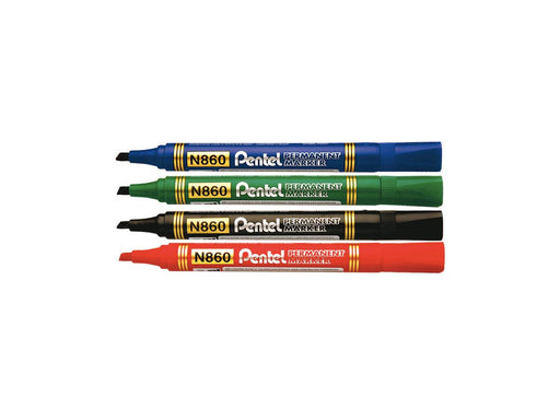Pentel N860 Chisel Tip Permanent Marker, Assorted (Pack of 4) - Altimus