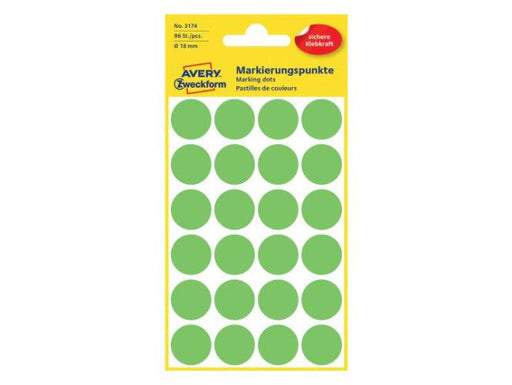 Avery Marking Labels, Dots, 18 mm, Green, 96/pack - Altimus