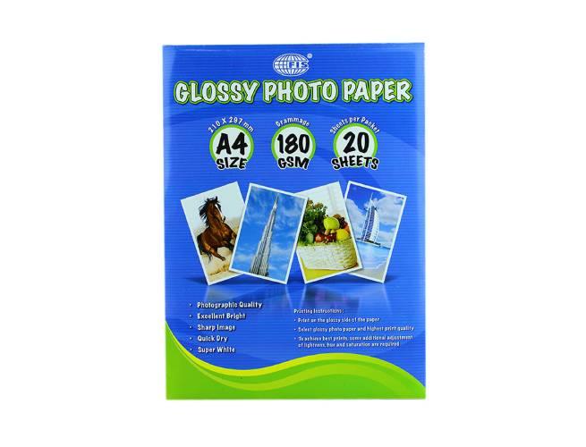 A4 Glossy Photo Paper, 180 GSM, 20Sheets/pack (FSPAGP18020) Dubai